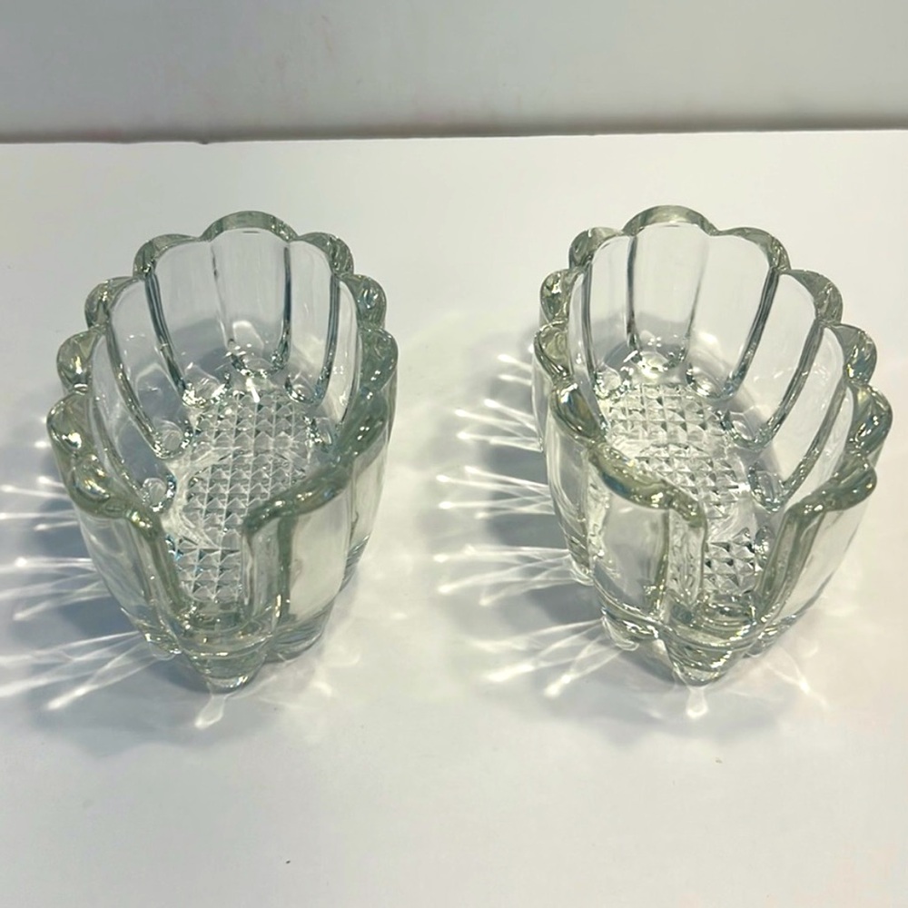 Set of 2 Princess House Crystal spoon rest utensil Holder forks spoons party